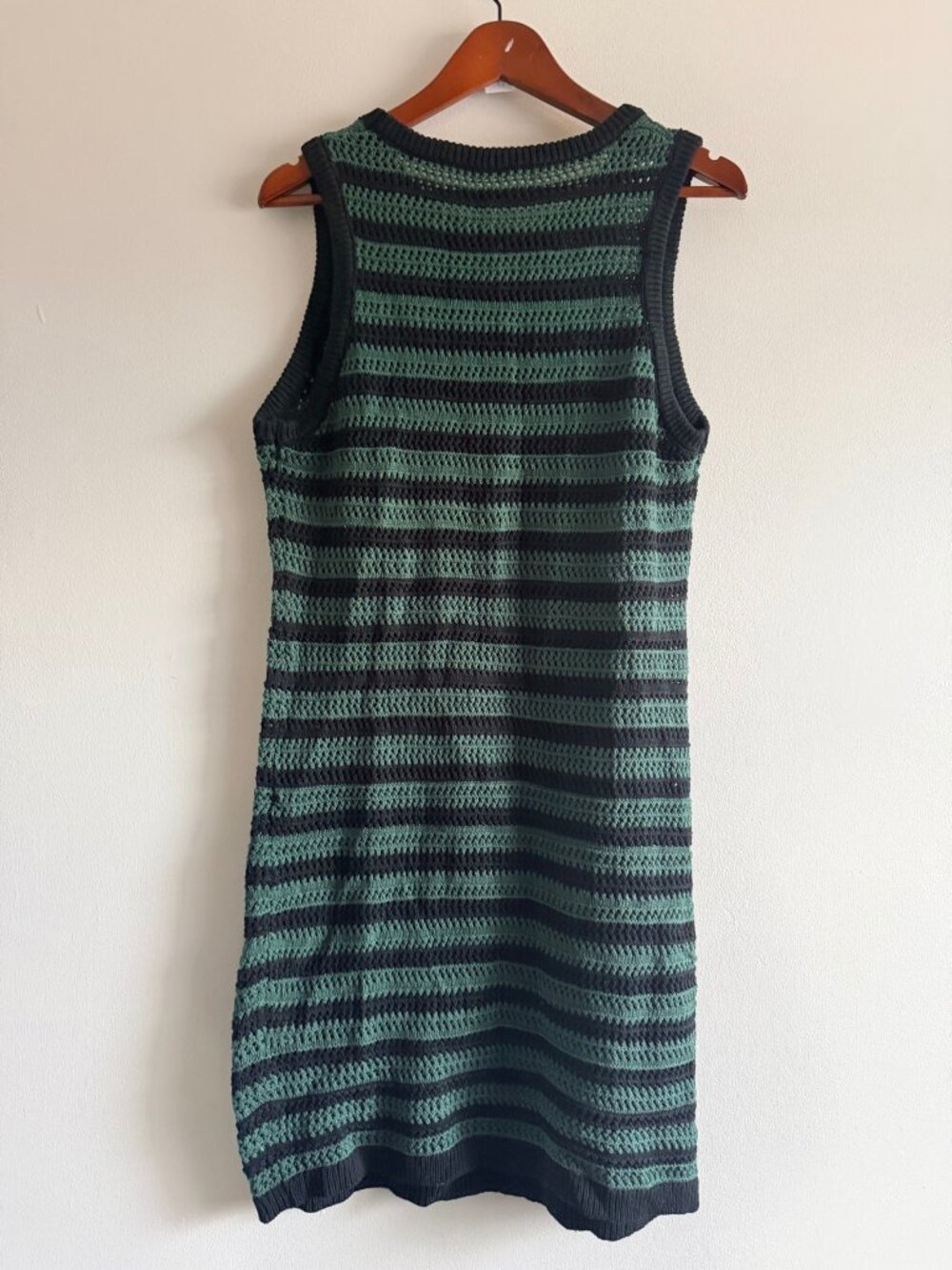 XL Green Black Striped Sleeveless Knit Midi Dress